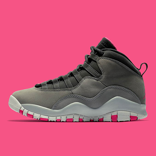 grey and pink jordan 10